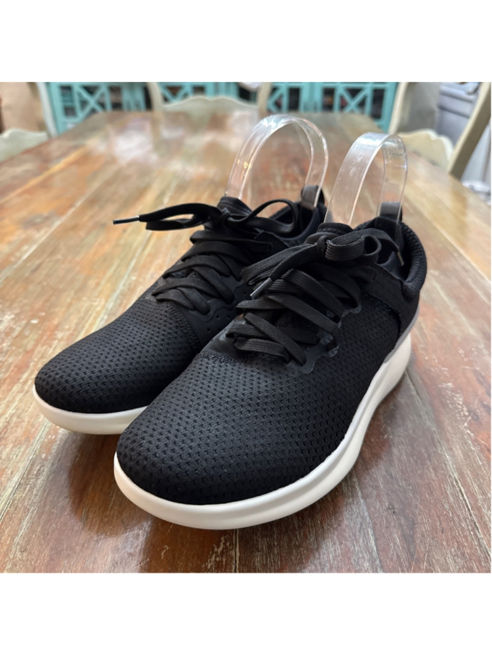Moshn Rhythm Black Knit Lace-Up Sneakers Washable Stability Shoes Women's 8.5